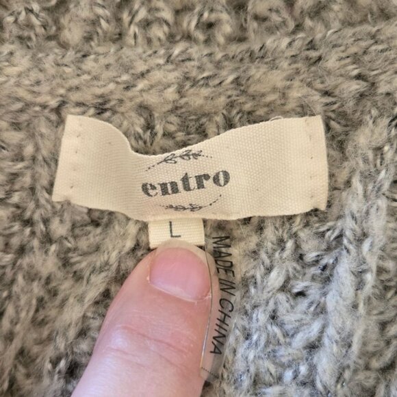 Entro Large Slouchy Shaker Knit Cowl Neck Sweater | Raglan Sleeves | Gray - Picture 3 of 5